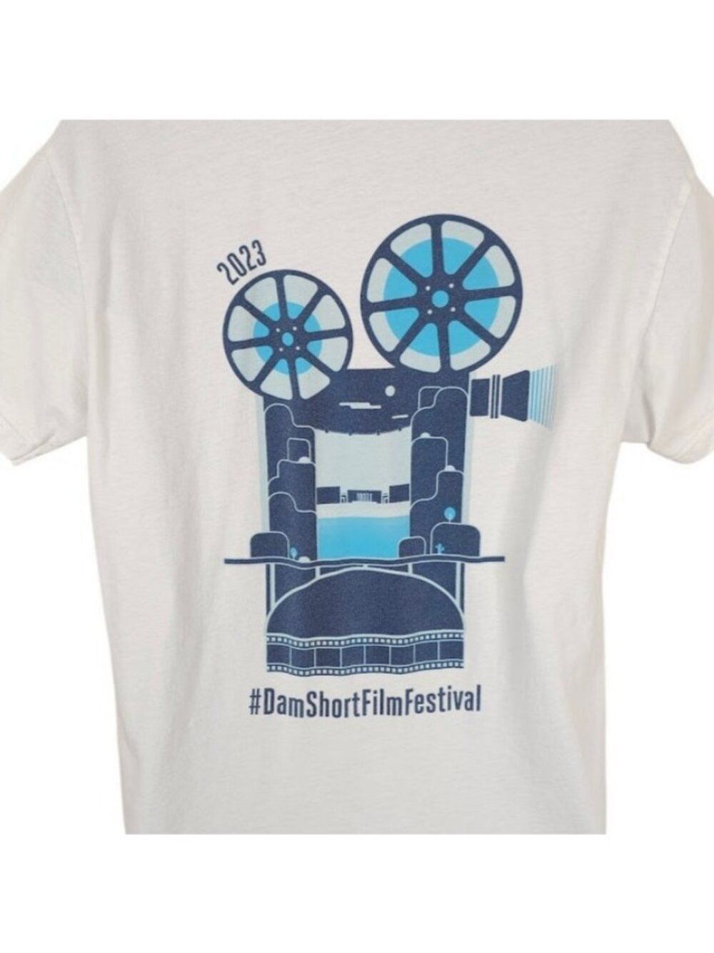 Dam Short Film Festival T Shirt Mens Size Large White 2023 Boulder City Nevada